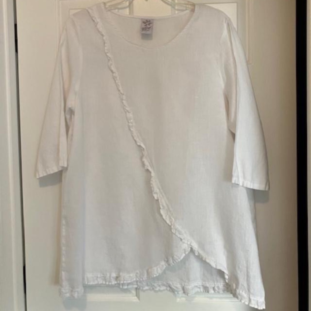 Vintage White Match Point Linen Top Womens Size XL